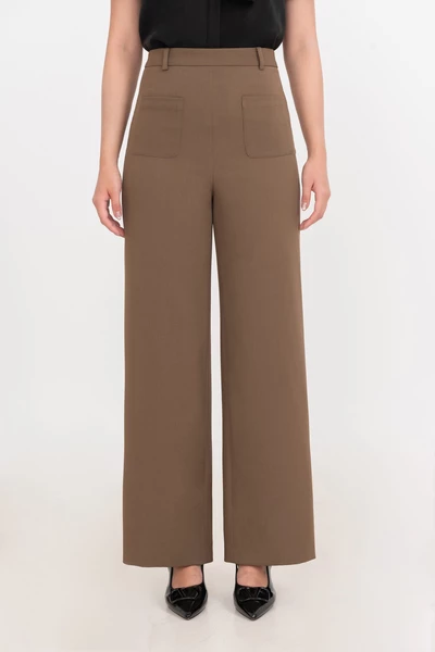 Quần Tây suông nâu rêu