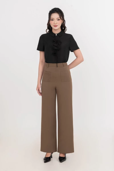 Quần Tây suông nâu rêu