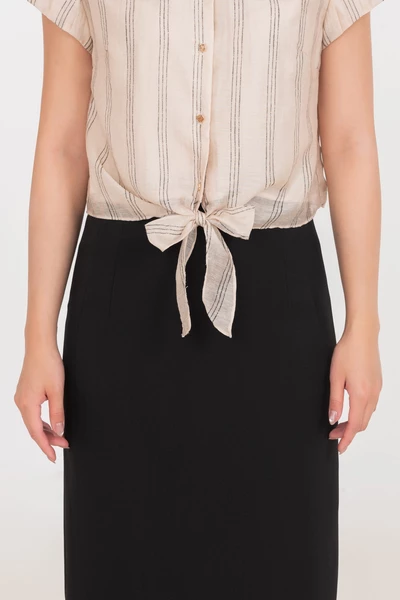 Áo sơ mi kẻ Tie Front
