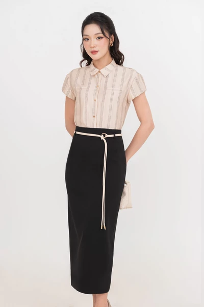 Áo sơ mi kẻ Tie Front