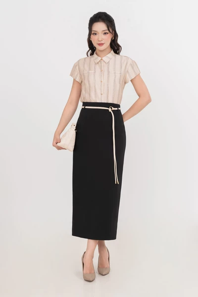 Áo sơ mi kẻ Tie Front