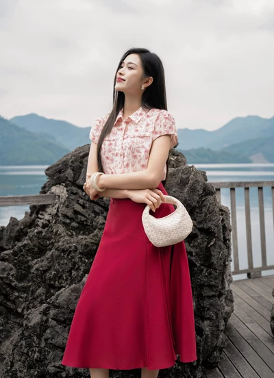 Chân váy Crimson Flow