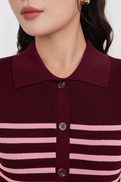 Áo len Polo kẻ ngang