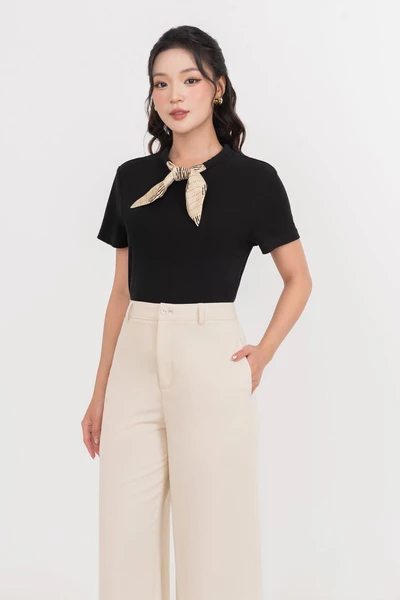 Blossom Scarf Tee – Áo thun phối khăn