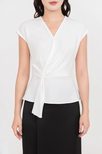 Áo sơ mi cổ V Ivory Grace