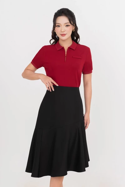 Áo Polo mix cổ khóa