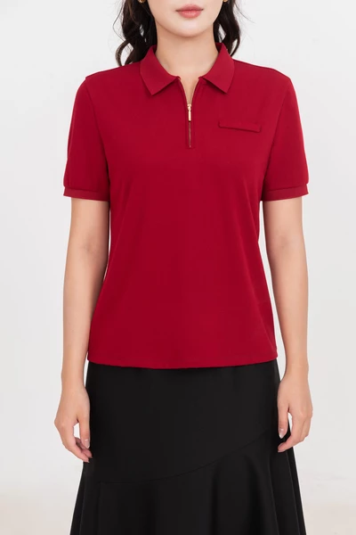 Áo Polo mix cổ khóa