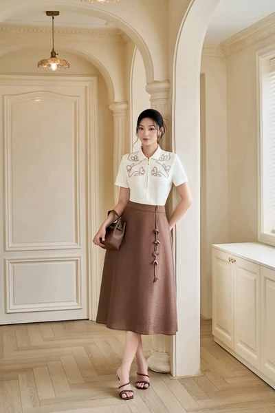 Chân váy lụa Summer Brown