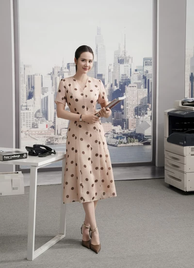 Đầm lụa Polka Grace