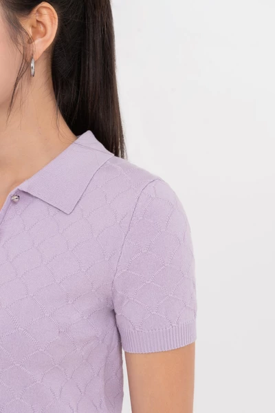 Áo Polo dệt kim Lavender