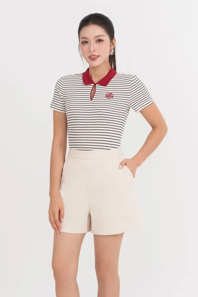 Áo Polo dệt kim Red Stripe