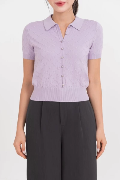 Áo Polo dệt kim Lavender
