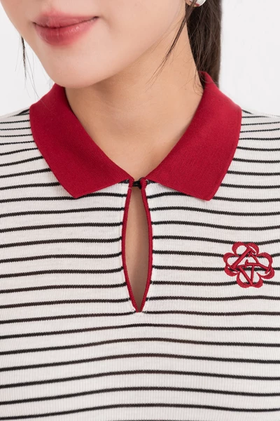 Áo Polo dệt kim Red Stripe