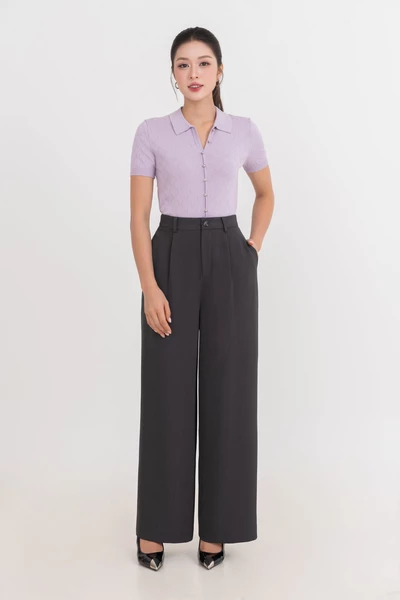 Áo Polo dệt kim Lavender