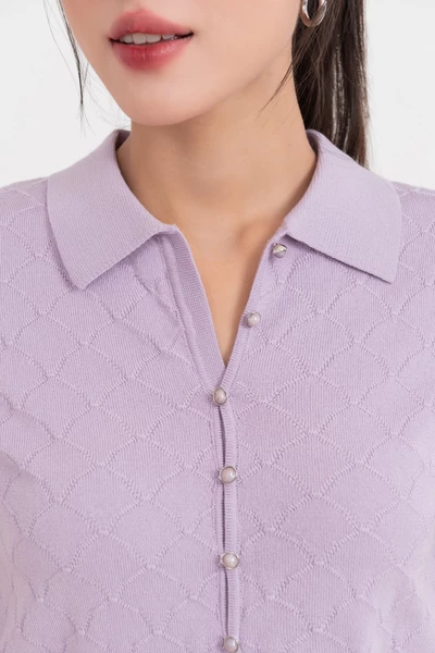 Áo Polo dệt kim Lavender