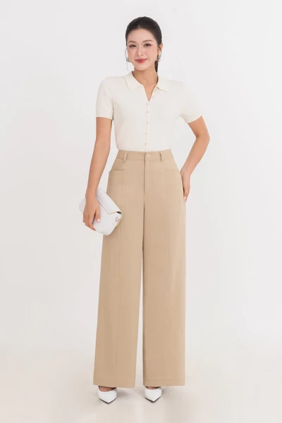 Áo Polo dệt kim Beige