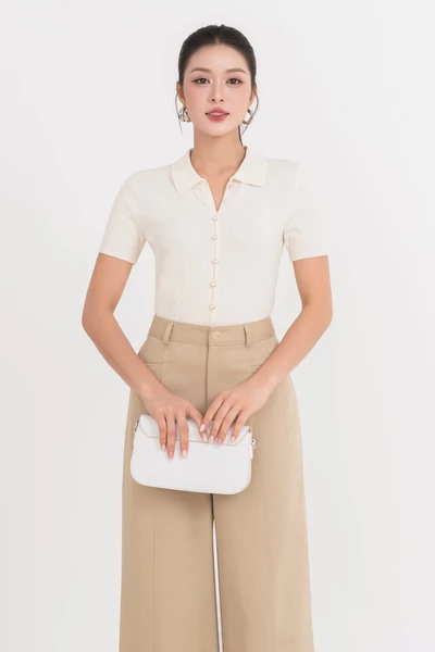 Áo Polo dệt kim Beige