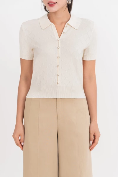 Áo Polo dệt kim Beige