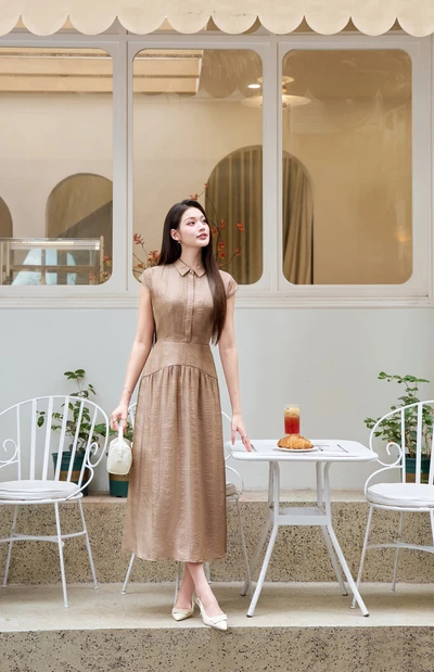 Đầm lụa Latte Elegance