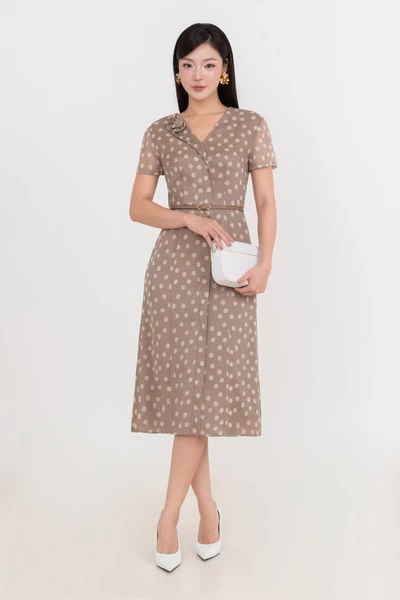 Đầm xòe lụa chấm bi