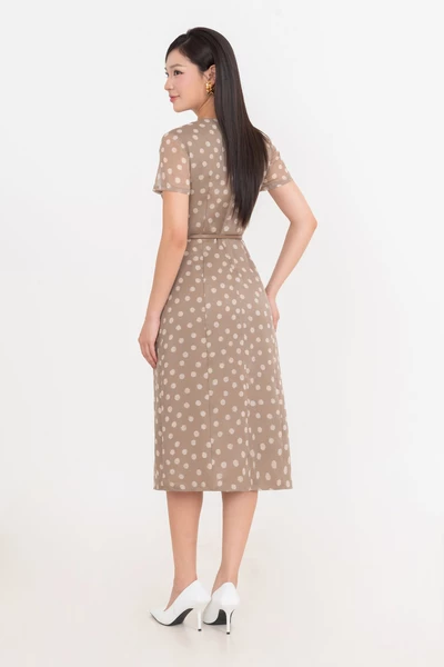Đầm xòe lụa chấm bi