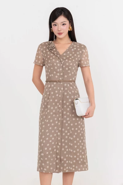 Đầm xòe lụa chấm bi