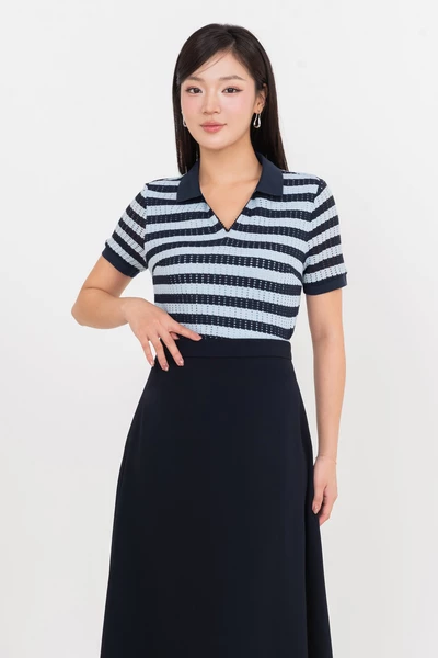 Áo len dệt kim cổ kiểu