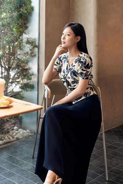 Áo công sở Navy Flora
