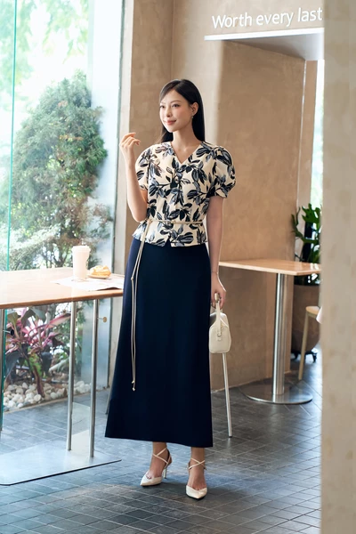 Áo công sở Navy Flora