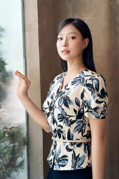 Áo công sở Navy Flora