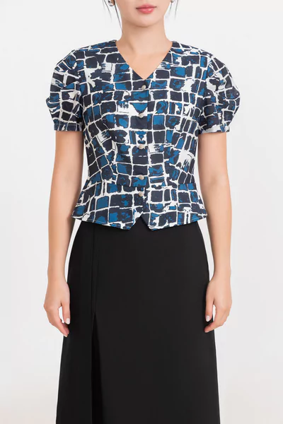 Áo công sở Navy Flora