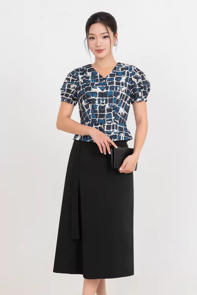 Áo công sở Navy Flora