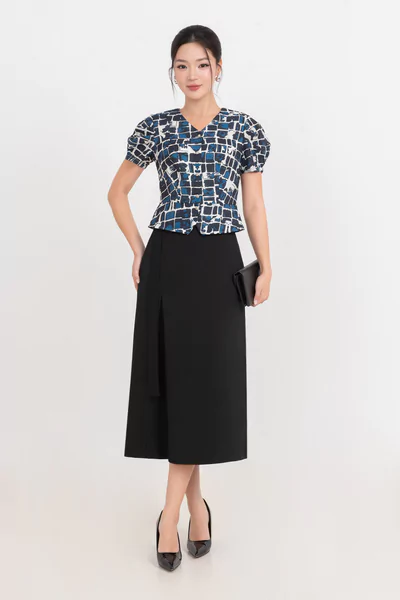 Áo công sở Navy Flora
