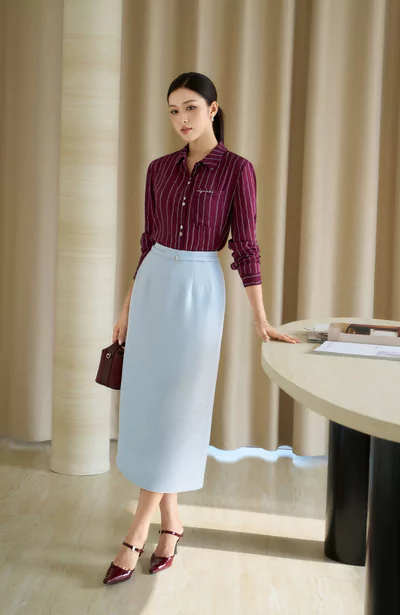 Áo sơ mi kẻ Burgundy