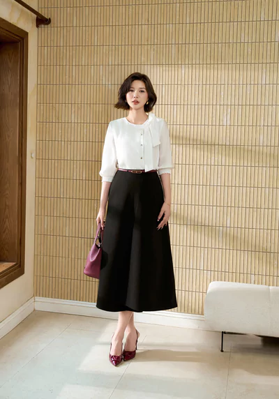 Áo sơ mi lụa Petal Poise