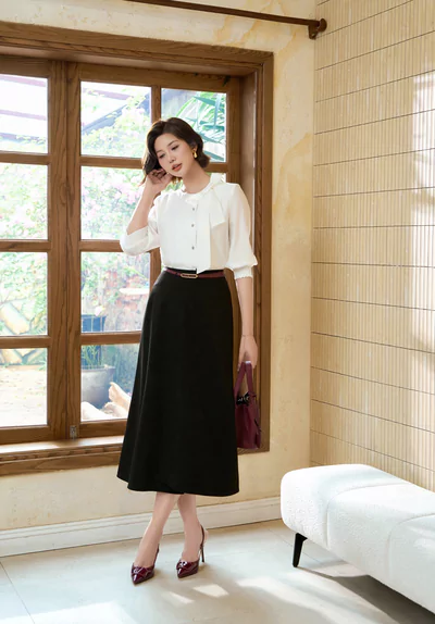 Áo sơ mi lụa Petal Poise