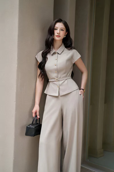 Áo sơ mi cổ đức tay liền