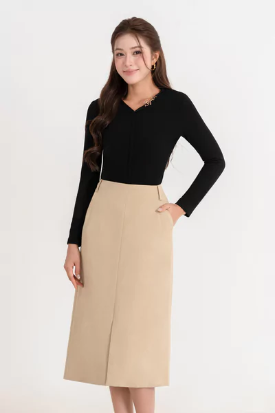 Chân váy Khaki chữ A