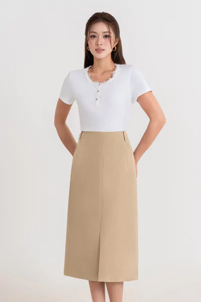 Chân váy Khaki chữ A