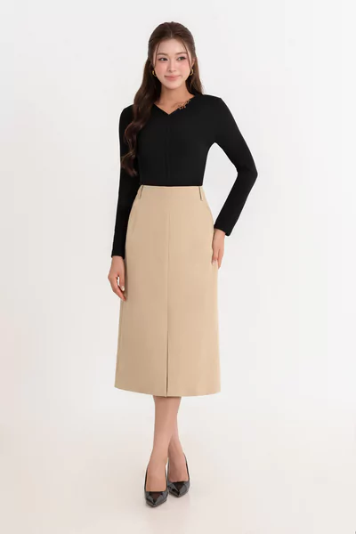 Chân váy Khaki chữ A