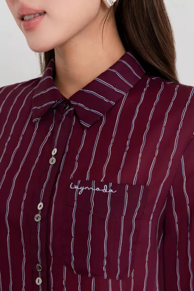 Áo sơ mi kẻ Burgundy