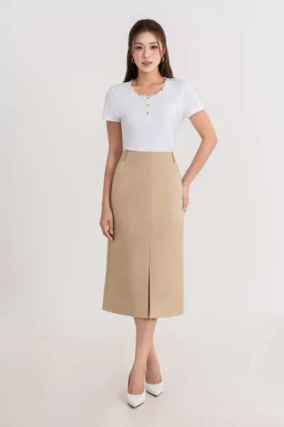 Chân váy Khaki chữ A