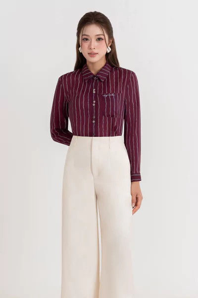 Áo sơ mi kẻ Burgundy
