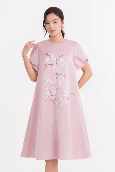 Đầm dạ hội hồng đỗ Sequin