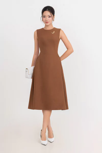Đầm A xếp ly Rose Cobalt